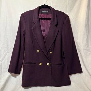 Vintage Wool Savannah Blazer Purple Sz 12 Gold Buttons Medium/Large Fall Holiday
